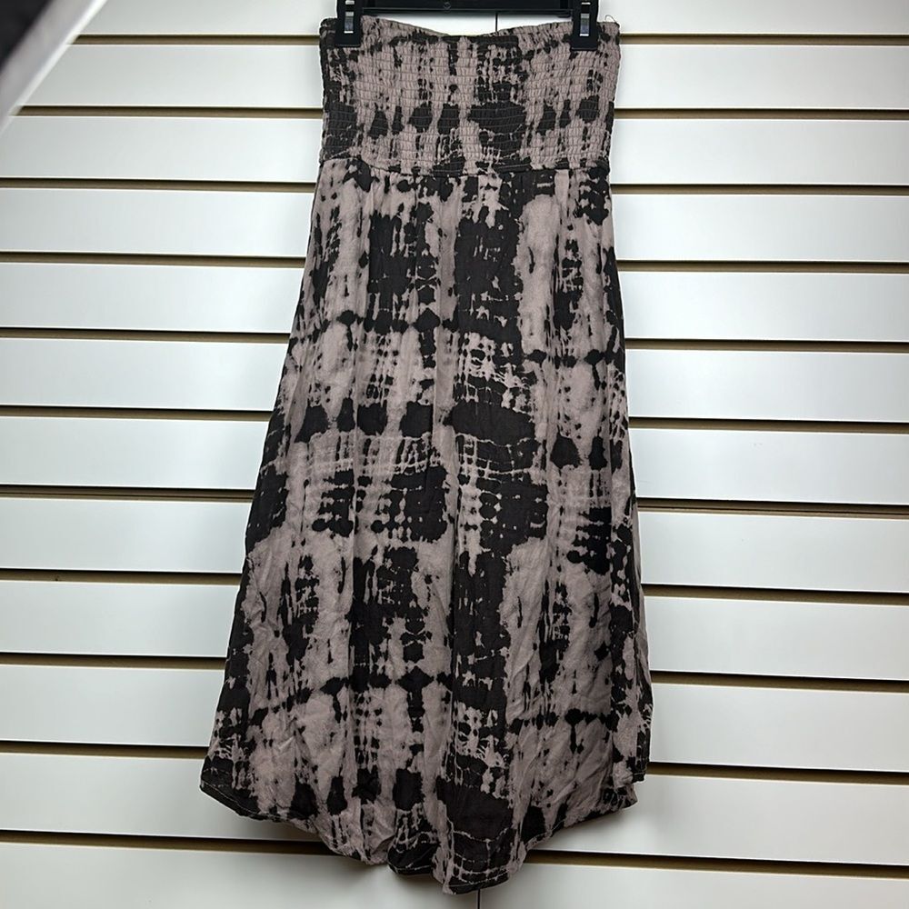 Volcom Strapless Tie-Dye High-Low Dress in Taupe and Black - Picture 4 of 8
